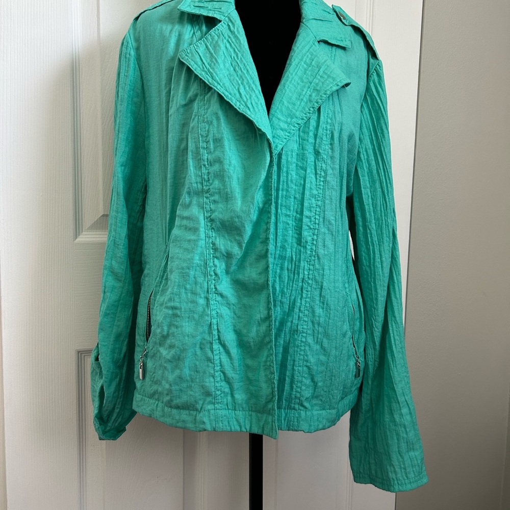 Chico's Green Utility Jacket Lightweight Tailored